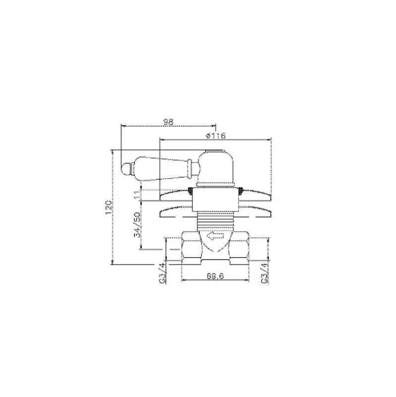 Huber Croisette Built-in Stop Valve Chrome CS00031321