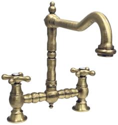 PB Rubinetto da cucina a ponte nostalgico in bronzo con beccuccio angolato e manopole  a stella PBN.BRO.H.ST