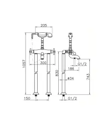 Rubinetto da bagno Huber Croisette su pilastro in bronzo CST3901027.