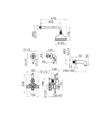 Huber Croisette Set da incasso per vasca/doccia Cromato 916.CS01H.CR