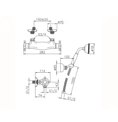 Huber Victorian Miscelatore termostatico per doccia con doccetta a mano Cromo VTD0101021