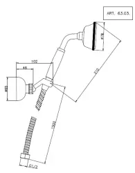 Doccetta Huber Victorian con gancio di sospensione e tubo doccia in acciaio inossidabile 63.03H.AC