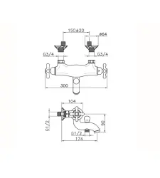 Rubinetto termostatico per vasca Huber Croisette Cromo/Oro CST270107G
