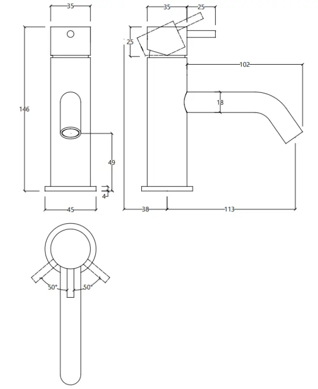 Waterevolution Flow rubinetto lavabo bianco opaco T110BR