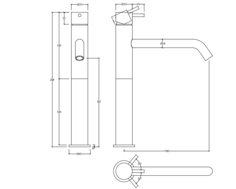 Waterevolution Flow rubinetto lavabo con bocca alta per lavabi incl. tappo a clic cromato T11501