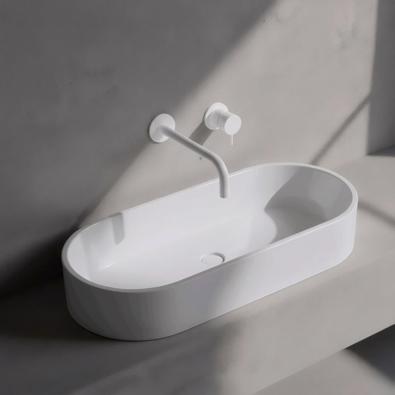 Waterevolution Flow Miscelatore ad incasso per lavabo bianco opaco con beccuccio da 25cm T116BBR-25