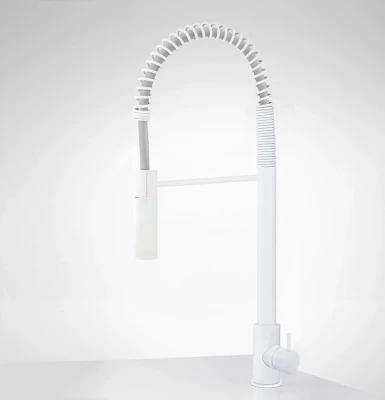 Waterevolution Flow Miscelatore da cucina semiprofessionale bianco opaco con colonna e molla T157BR