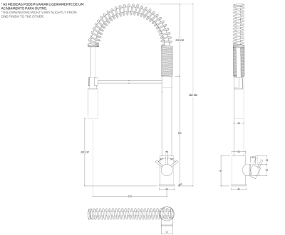 Waterevolution Flow miscelatore da cucina semi-professionale nero opaco con colonna e molla T157PR