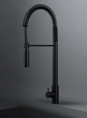 Waterevolution Flow miscelatore da cucina semi-professionale nero opaco con colonna e molla T157PR