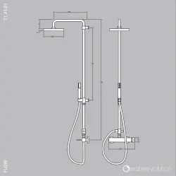 Waterevolution Flow combinazione doccia con termostato e soffione a pioggia nero opaco T141TPR