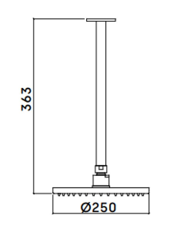 Waterevolution Flow soffione doccia 250 mm con attacco a soffitto cromato T164201
