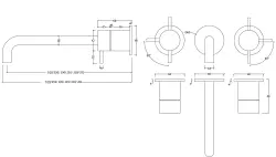 Waterevolution Flow Miscelatore per lavabo a 3 fori bianco opaco con beccuccio 25 T1163FBR-25
