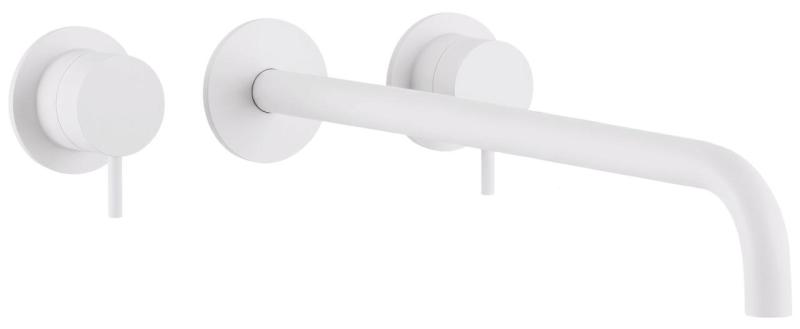 Waterevolution Flow Rubinetto lavabo da incasso a 3 fori Bianco opaco con bocca 25 cm T1163FBR-25