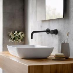 Waterevolution Flow Miscelatore per lavabo ad incasso nero opaco con beccuccio 21 cm T116BPR-21
