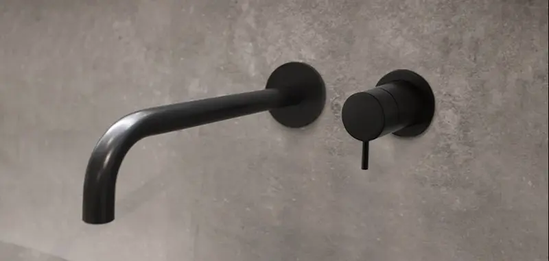 Rubinetto lavabo da incasso Watervolution Flow nero opaco con bocca 21 cm T116BPR-21