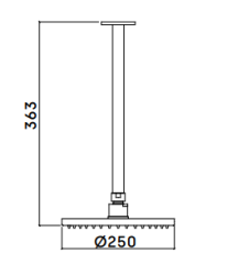 Waterevolution Flow doccia a soffitto 200mm con connessione al soffitto interamente in acciaio inossidabile T1642IE