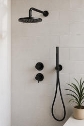 Waterevolution Flow Set doccia ad incasso con termostato soffione a pioggia e doccetta nero opaco 1208846402