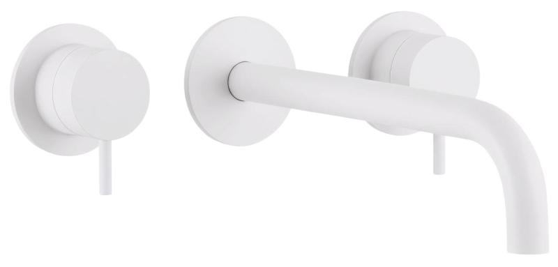 Waterevolution Flow Rubinetto lavabo da incasso a 3 fori Bianco opaco con bocca 15 cm T1163FBR-15