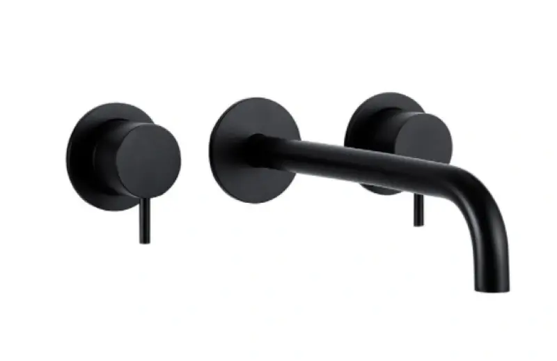 Waterevolution Flow Rubinetto lavabo da incasso a 3 fori Nero opaco con bocca 25 cm T1163FPR-25