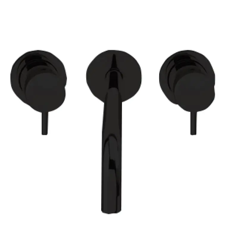 Waterevolution Flow Rubinetto lavabo da incasso a 3 fori Nero opaco con bocca 25 cm T1163FPR-25