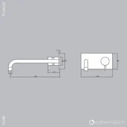 Waterevolution Flow Miscelatore per lavabo ad incasso con piastra di copertura e beccuccio da 15 cm Cromo T1161B01-15