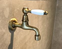 PB rubinetto da parete classico con leva bianca acqua fredda bronzo 1208853512
