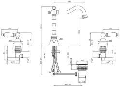 PB Rubinetto classico a 3 fori per lavabo con leve bianche Cromo 1208854262