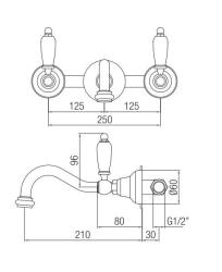 PB rubinetto classico da incasso a muro con leve bianche, beccuccio da 20 cm, cromo 1208854352