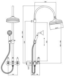 PB Classic Set doccia a parete con colonna doccia telescopica e soffione a pioggia cromo 1208854872