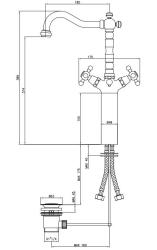 PB Rubinetto classico per lavabo rialzato con manopole a stella e beccuccio alto 18 cm in acciaio inossidabile 1208855002