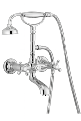 PB rubinetto classico da appoggio set rubinetteria per vasca con manopole a stella cromato con doccetta inclusa 1208855152