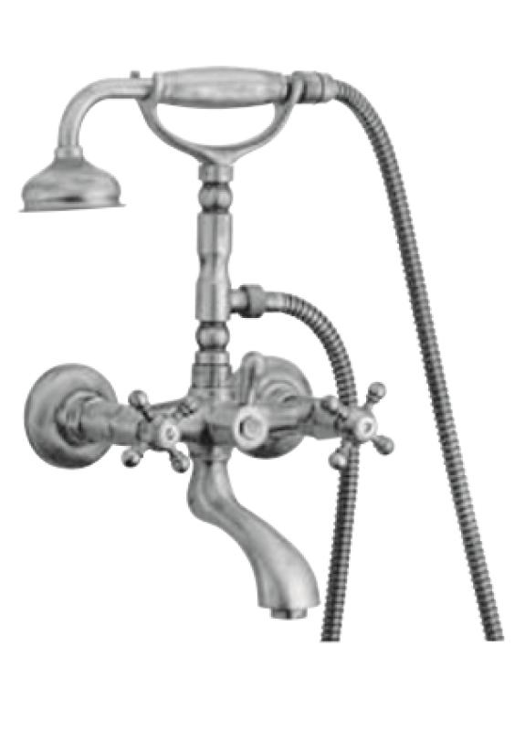 PB rubinetto classico da appoggio set rubinetteria per vasca con manopole a stella cromato con doccetta inclusa 1208855152