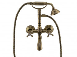 Rubinetto classico PB per installazione a parete, set rubinetteria per vasca con manopole robuste in bronzo, inclusa doccia a mano 1208855162