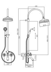 PB Classic Set doccia a parete con manopole a stella e soffione a pioggia in acciaio inossidabile 1208855882