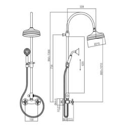 PB Classic Set doccia a parete con manopole a stella soffione a pioggia e colonna doccia telescopica in acciaio inossidabile 1208855912