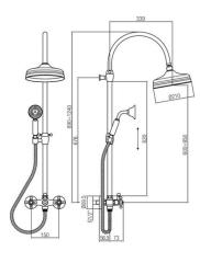PB Classic Set doccia a parete con manopole a stella soffione a pioggia e colonna doccia telescopic cromo 1208855922