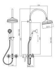 PB Classic Set doccia a parete con manopole a stella soffione a pioggia e colonna doccia telescopica bronzo 1208855932