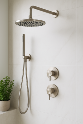 Waterevolution Flow Set doccia ad incasso con termostato soffione a pioggia e doccetta in acciaio inossidabile massiccio 1208889792