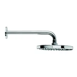 Doccia a soffitto Waterevolution Flow da 200mm con attacco a parete in ottone spazzolato T1641LE