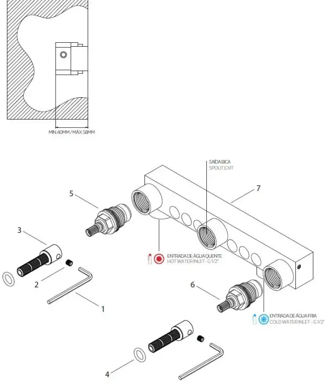 Waterevolution Cruz Miscelatore per lavabo ad incasso a 3 fori nero opaco con beccuccio da 19cm 1208916572