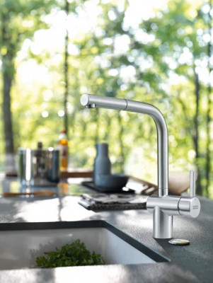 Rubinetto da cucina Franke in acciaio inossidabile spazzolato Atlas Neo con beccuccio estraibile inox 115.0521.438
