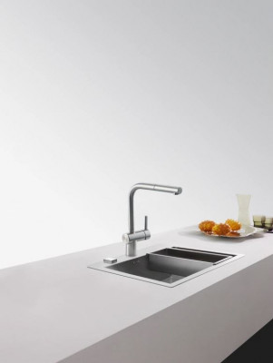 Rubinetto da cucina Franke in acciaio inossidabile spazzolato Atlas Neo con beccuccio estraibile inox 115.0521.438