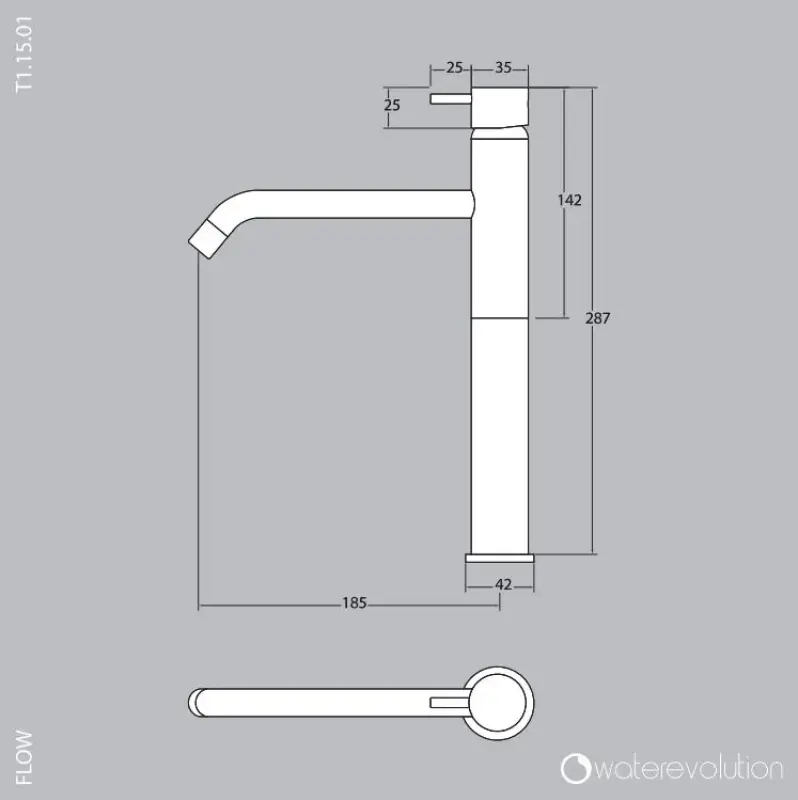 Waterevolution Flow rubinetto lavabo per lavabi in ottone spazzolato T115LE