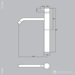 Waterevolution Flow Miscelatore per lavabo PVD oro chiaro spazzolato T115WGE