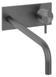 Waterevolution Flow built-in washbasin faucet with cover plate PVD Gun Metal with spout 21cm T1161GME-21