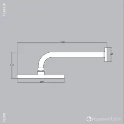 Doccia a soffitto Waterevolution Flow 200mm con attacco a muro Gun Metal T1641GME