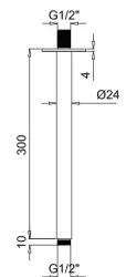 SB Rubinetterie Universale braccio doccia a soffitto rotondo 30cm colore cromo 1208946683