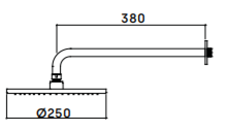 Waterevolution Flow soffione doccia 250 mm con attacco a muro in acciaio inox T164125IE