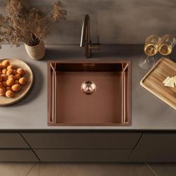 Lorreine 50SP-Copper Lavello di lusso in acciaio inossidabile colore rame PVD Rame 50x40 montaggio a filo sopra e sotto il piano 1208952369