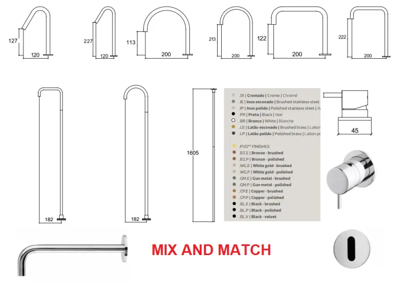 Waterevolution Flow Rubinetto lavabo a 2 fori con bocca piccola 120 mm PVD rame spazzolato T112VCPE